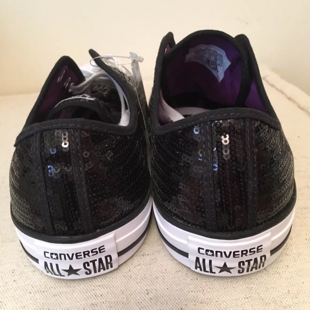 Converse all stars black sequin bling tennis shoes - Picture 8 of 8